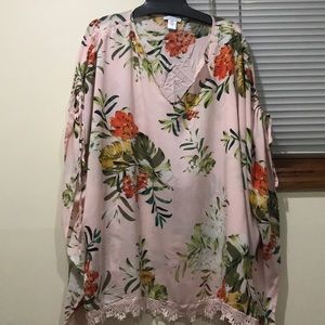 Peach Floral Beach cover up